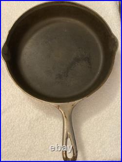 Antique #704 Griswold Nickel Plated Cast Iron Skillet #8 USA Slanted, ERIE