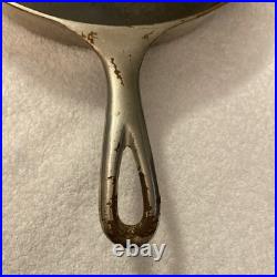 Antique #704 Griswold Nickel Plated Cast Iron Skillet #8 USA Slanted, ERIE
