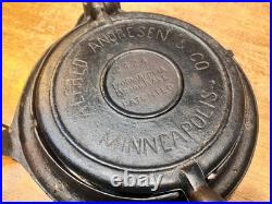 Antique Alfred Andresen Cast Iron Waffle Krumkake Maker with Base Vintage