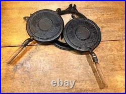 Antique Alfred Andresen Cast Iron Waffle Krumkake Maker with Base Vintage