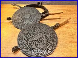 Antique Alfred Andresen Cast Iron Waffle Krumkake Maker with Base Vintage