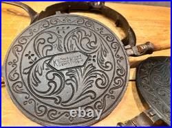 Antique Alfred Andresen Cast Iron Waffle Krumkake Maker with Base Vintage