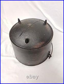 Antique Cast Iron Bean Pot 3 Legged Kettle Cauldron Cowboy Cookware