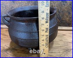 Antique Cast Iron Bean Pot Kettle Cowboy Campfire Cauldron