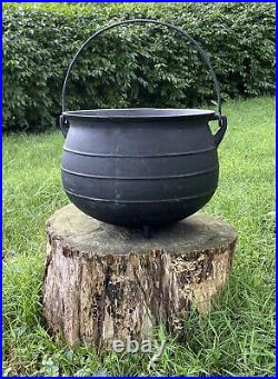 Antique Cast Iron Cauldron Pot Cowboy Campfire Kettle Witch Gypsy 1800s #4 Rare