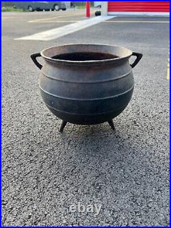 Antique Cast Iron Gypsy Bean Pot Witches Cauldron Footed with Handles