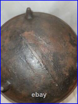 Antique Cast Iron Kettle Drum Bean Pot 10 1/2 Outside Diameter With Gate Mark