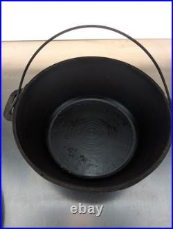Antique Cast Iron Lidded Dutch Oven Marked Interior Dimensions 10x4 inch