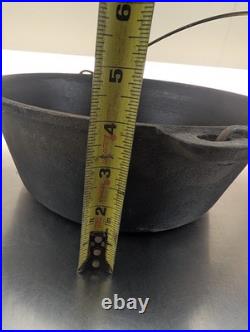 Antique Cast Iron Lidded Dutch Oven Marked Interior Dimensions 10x4 inch