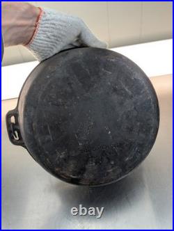 Antique Cast Iron Lidded Dutch Oven Marked Interior Dimensions 10x4 inch