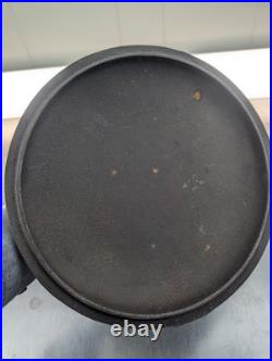 Antique Cast Iron Lidded Dutch Oven Marked Interior Dimensions 10x4 inch