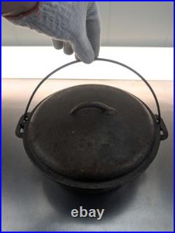 Antique Cast Iron Lidded Dutch Oven Marked Interior Dimensions 10x4 inch Antique Cast Iron Lidded Dutch Oven Marked Interior Dimensions 10x4 inch