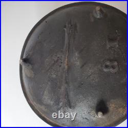 Antique Cast Iron No. 8 T Pot Cowboy Kettle 3 Leg Footed 10 Wide 8 Vintage