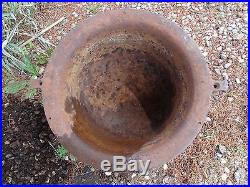 Antique Cast Iron Pot, Cauldron 26 1/2 Across Arms, 22 1/2 Dia Rim, 14 Deep