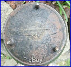 Antique Cast Iron Pot Cauldron Stamped LA 7 with Gate Mark 3 legs Very Old