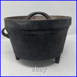 Antique Cast Iron Pot Gate Mark 3 Footed Camp Dutch Oven With Lid 10