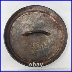 Antique Cast Iron Pot Gate Mark 3 Footed Camp Dutch Oven With Lid 10