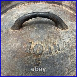 Antique Cast Iron Pot Gate Mark 3 Footed Camp Dutch Oven With Lid 10