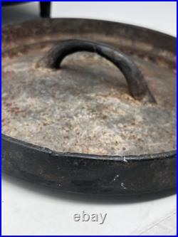 Antique Cast Iron Pot Gate Mark 3 Footed Camp Dutch Oven With Lid 10