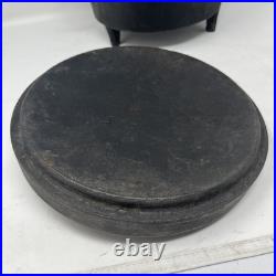 Antique Cast Iron Pot Gate Mark 3 Footed Camp Dutch Oven With Lid 10