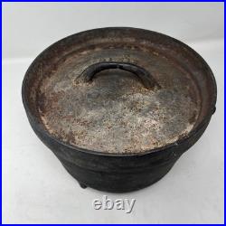 Antique Cast Iron Pot Gate Mark 3 Footed Camp Dutch Oven With Lid 10