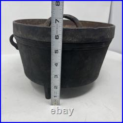 Antique Cast Iron Pot Gate Mark 3 Footed Camp Dutch Oven With Lid 10