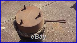 Antique Cast Iron Skillet 3-Leg 10in. Frying Pan with Lid Gate Mark on both piec