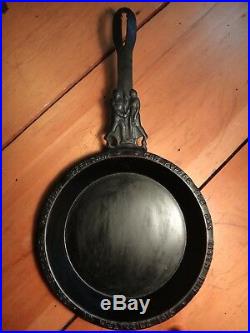 Antique Cast Iron Skillet c1916 WWI German Figural Housewife Gave Copper Pot Pan
