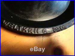 Antique Cast Iron Skillet c1916 WWI German Figural Housewife Gave Copper Pot Pan