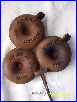 Antique Cast Iron The Ace Co. Cloverleaf Doughnut Form St. Louis Mo