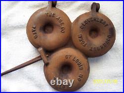 Antique Cast Iron The Ace Co. Cloverleaf Doughnut Form St. Louis Mo