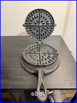 Antique Cast Iron Waffle Iron Size 8, Early 1900s