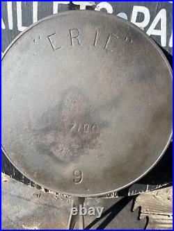 Antique Erie No. 9 Cast Iron Skillet Pre-Griswold Restored Seasoned Flat