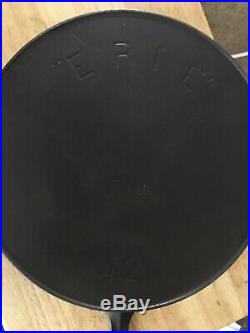 Antique Erie Pre Griswold 12 Cast Iron Skillet Pan Heat Ring HTF Rare Vtg PA USA