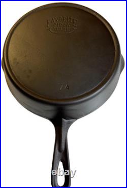 Antique Favorite Piqua Ware #7A Cast Iron Skillet Restored Smooth DEAD FLAT