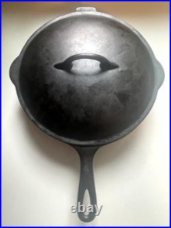 Antique Favorite Piqua Ware Cast Iron Frying Pan Skillet #8 1/2 with Lid #9A