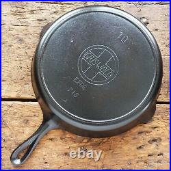 Antique GRISWOLD Cast Iron SKILLET Frying Pan # 10 LARGE SLANT LOGO Ironspoon