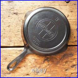 Antique GRISWOLD Cast Iron SKILLET Frying Pan # 5 LARGE SLANT LOGO Ironspoon