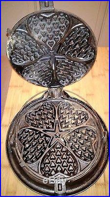 Antique GRISWOLD Cast Iron Waffle MakerHeart & Star