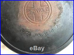 Antique Griswold #12 Large Block Logo Cast Iron Skillet Raised Ring #719 Erie PA