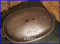 Antique Griswold #9 Cast Iron Oval Dutch Oven Roaster W Trivet & Lid RARE