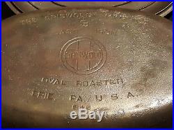 Antique Griswold #9 Cast Iron Oval Dutch Oven Roaster W Trivet & Lid RARE