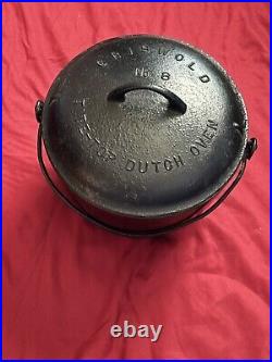 Antique Griswold Cast Iron Pot Cauldron 3 Legged Pot & LID #8 (1920)