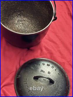 Antique Griswold Cast Iron Pot Cauldron 3 Legged Pot & LID #8 (1920)