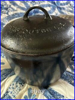 Antique Griswold Cast Iron Pot Cauldron 3 Legged Pot & LID #8 (1920)