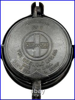 Antique Griswold Mfg. Co. American #8 High Base Cast Iron Waffle Iron