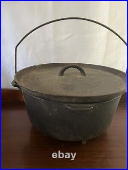 Antique Griswold Mold #10 Cast Iron Chuck Wagon Tite Top Dutch Oven With Lid