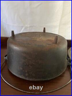 Antique Griswold Mold #10 Cast Iron Chuck Wagon Tite Top Dutch Oven With Lid