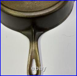 Antique Griswold No. 8 Cast Iron Skillet Large Block Logo 704B Nickel Plated