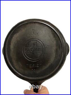 Antique Griswold Slant Logo Erie Logo No 7 Cast Iron Skillet 701 Heat Ring